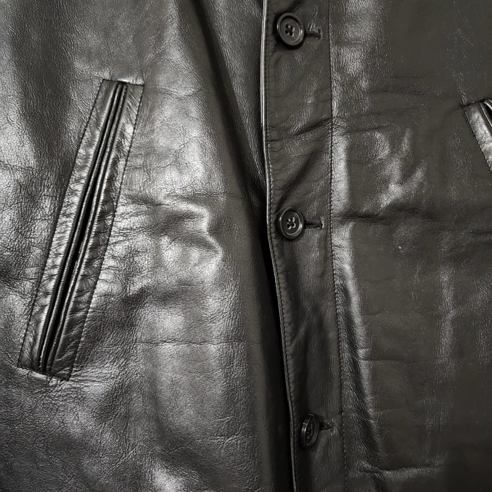 Banana Republic Vintage Men's Black Leather Jacket - XL - Picture 4 of 10